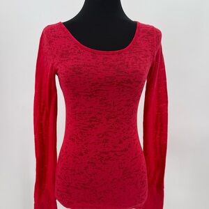 dELiA*s Red Burnout Long Sleeve Top XS Thumbhole Sleeves